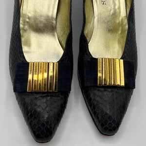 Vintage Petra For Jacobson's, Black Genuine Reptile, Leather Sole